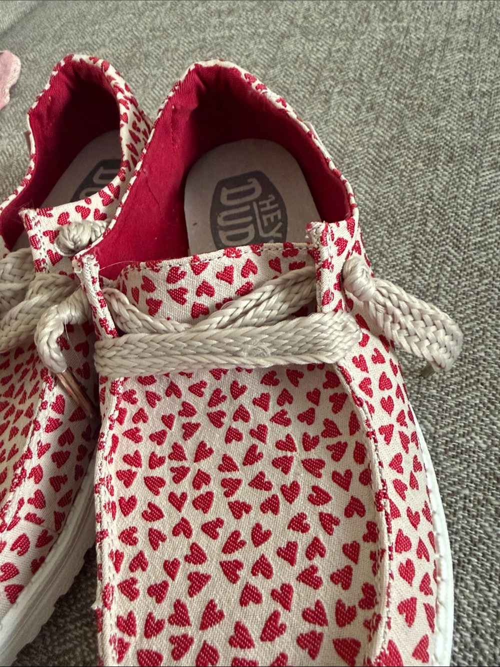 Hey Dude Wendy Love Canvas Slip-Ons - Red Hearts on Cream - Picture 4 of 7
